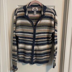Tiara International vintage blue Multicolor Striped Cardigan size S